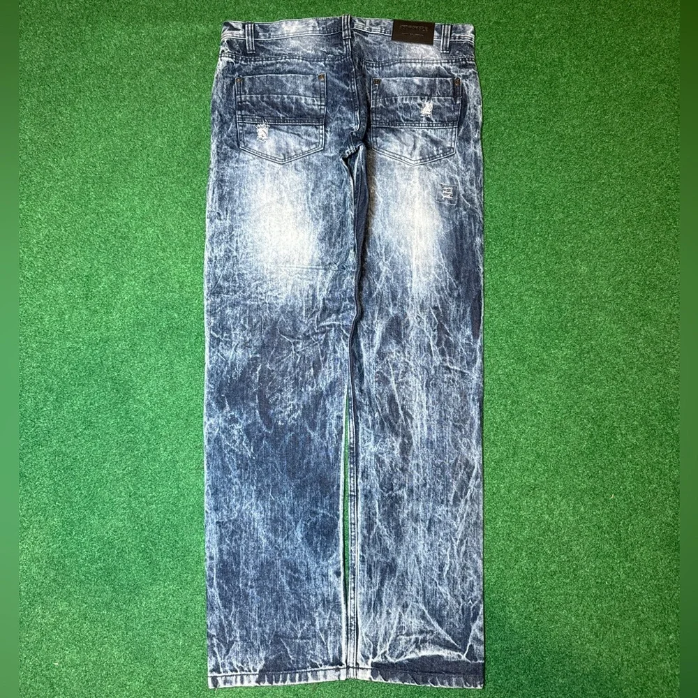 Y2K Southpole Acid Wash Distressed Mens Slim Taper 36x34 Hip Hop Denim Jeans